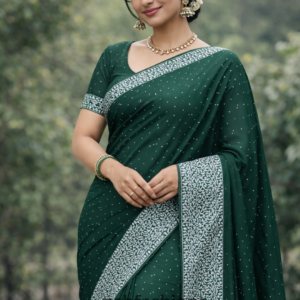 Emerald Green Printed Saree