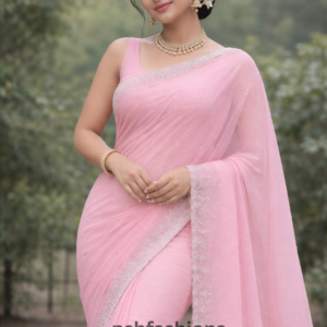 Blush Pink Net Saree