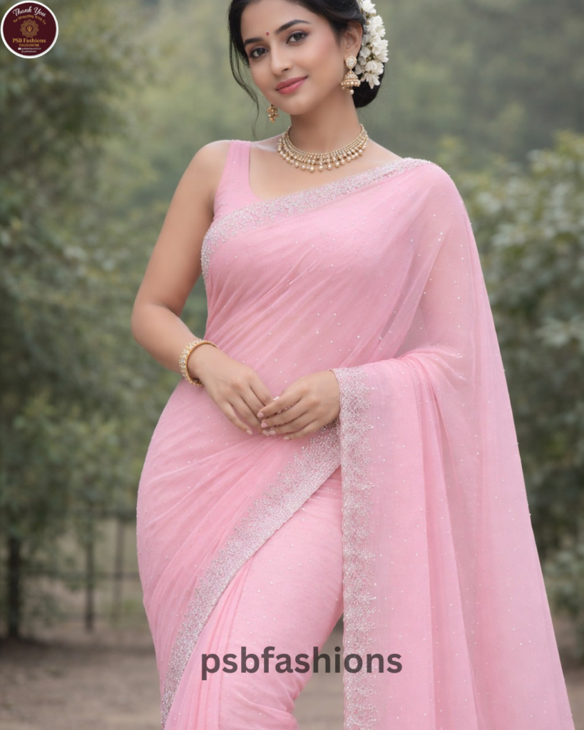 Blush Pink Net Saree