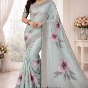Mint Blossom Floral Saree