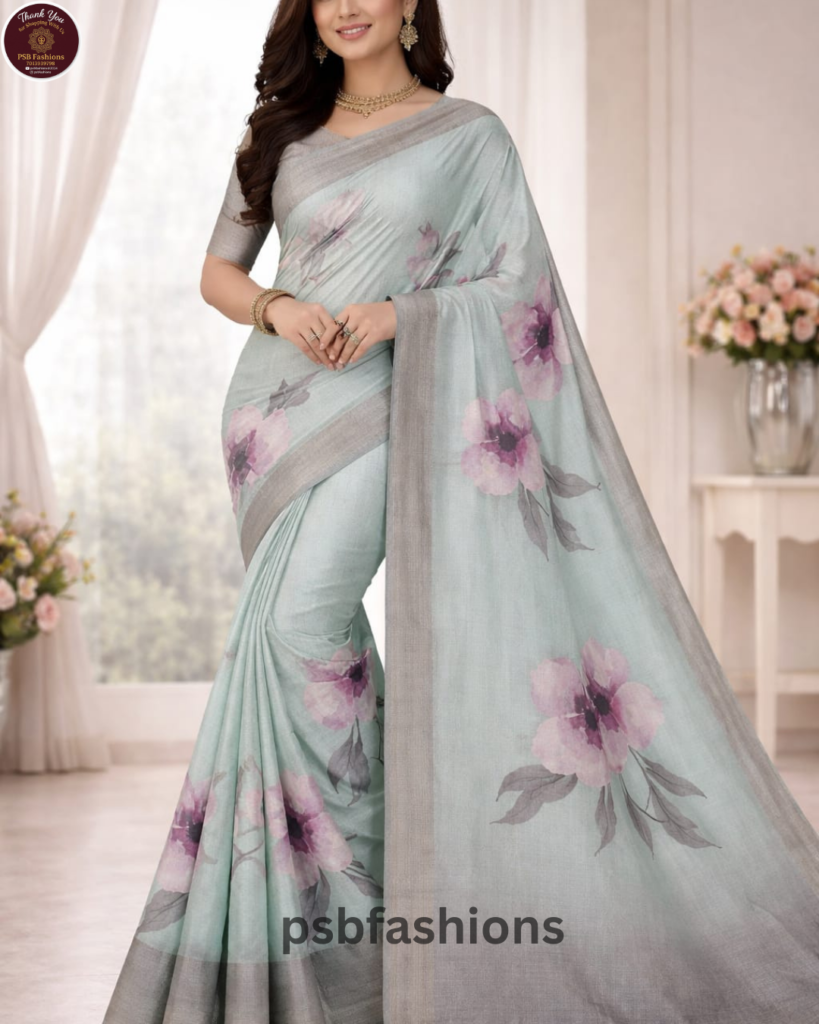 Mint Blossom Floral Saree