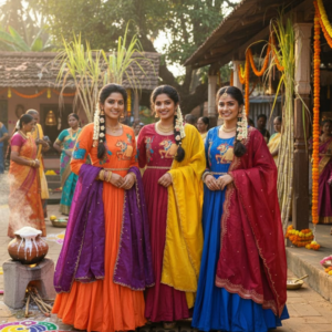 Pongal Special Sree Krishana Jii Anarkali with Dupatta😍