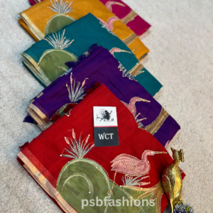 Kantha stitch with Sequins Saree