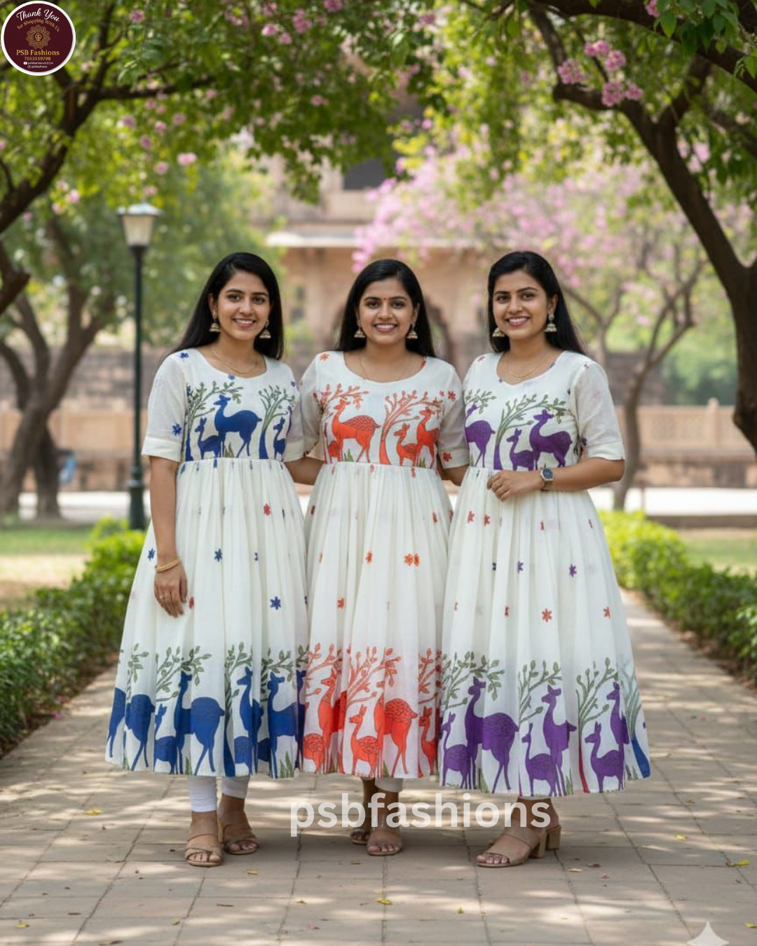 Full Stitched Pure Chanderi Floral Midi Gown